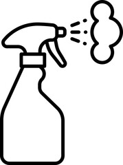 Clean icon of fluid spray in cleaning bottle aerosol. Sign tool for water gas nozzle, disinfection, hygiene spatter.