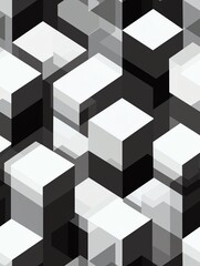 Abstract geometric pattern with black and white cubes.