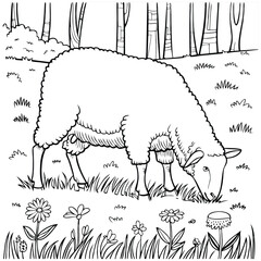 A sheep line art vector illustration
