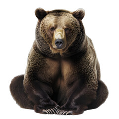 [Transparent Background PNG]Brown Bear Sitting Against White Background