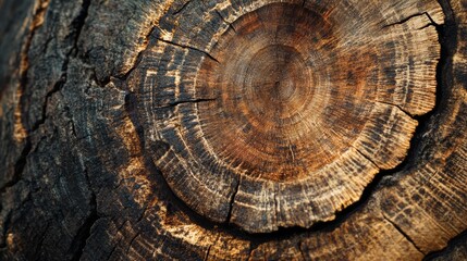 Fototapeta premium Close-up of Tree Rings from Ancient Tree
