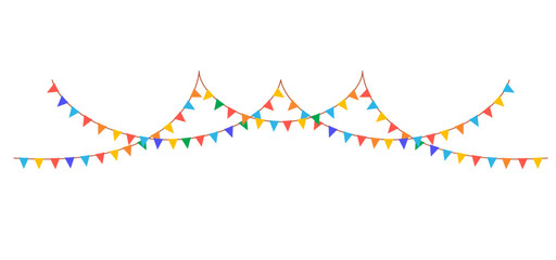 Hanging party garland isolated on white background. Carnival flags for kids. Vector color illustration