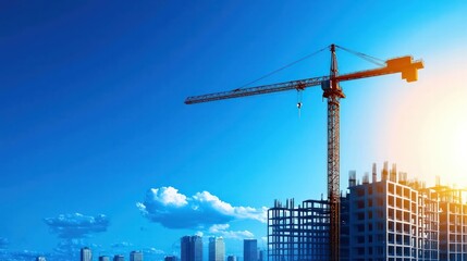 Construction industry growth, expanding urban development projects, flat design illustration
