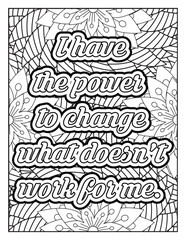 Motivational quotes coloring page. Positive affirmations for kids & students. Affirmation Quotes with Mandala pattern. Hand drawn with black and white lines. 