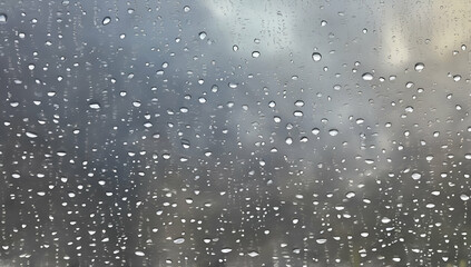 Close-up of water drop on glass window, Generative AI	