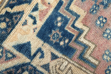 Textures and patterns in color from woven carpets