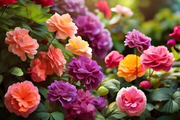 background of a beautiful summer garden, the colorful flowers showcase the breathtaking beauty of nature. Generative AI