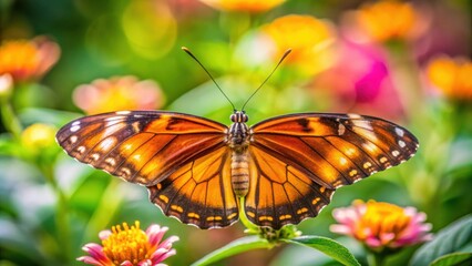 Fototapeta premium Close up shot of a Lyssa zampa Butler butterfly in a garden setting, Lyssa zampa Butler, butterfly, close up, colorful, insect