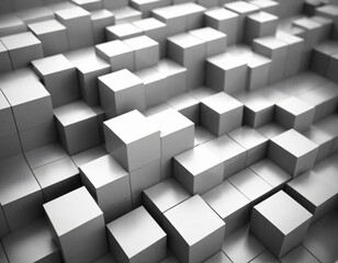 Monochrome 3D Cubes: Depth and Perspective in a Minimalist Abstract Background. Ai generated image 