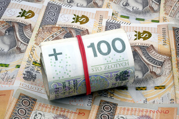 Polskie pieniądze, banknoty.
