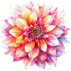Fototapeta premium A vibrant and colorful dahlia flower illustration, showcasing intricate details and soft pastel tones, perfect for floral decor.