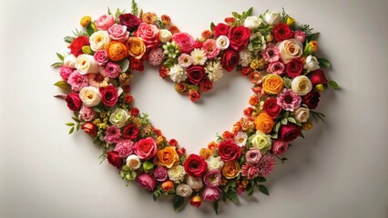 Naklejka premium Valentine's Day heart made of flowers and filled with joy , love, romance, celebration, vibrant, colorful