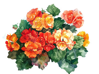 Vibrant watercolor flowers in shades of orange and yellow, perfect for adding a touch of nature to any design.