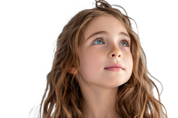 [Transparent Background PNG]Portrait of a Little Girl with Freckles