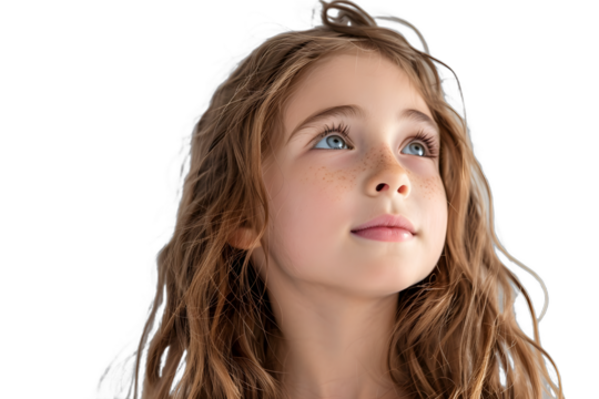 [Transparent Background PNG]Portrait of a Little Girl with Freckles