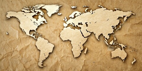 High-definition world map created with card paper materials, world map, card paper,high-definition, globe, geography