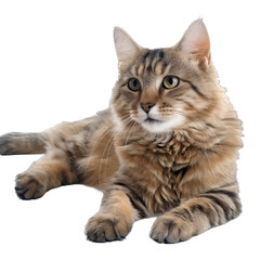 Obraz premium [Transparent Background PNG]Cute Tabby Cat Lying Down on White Background