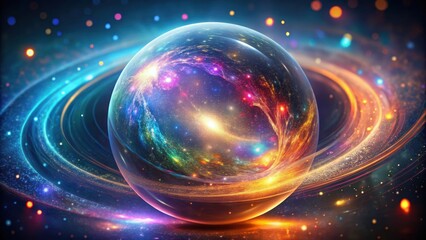 Obraz premium Swirling cosmic orb with vibrant colors and glittering particles, space, universe, cosmic, orb, vibrant, colorful, swirling