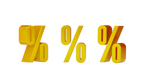 Percent on white background. 3d render.