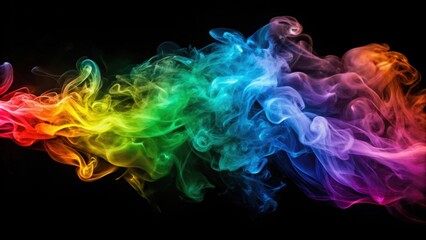 Obraz premium Abstract colorful smoke swirling on a dark background, colorful, abstract, smoke, vibrant, artistic, swirl, dark, background