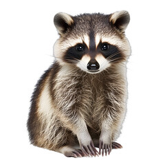 [Transparent Background PNG]Cute Raccoon Sitting on White Background