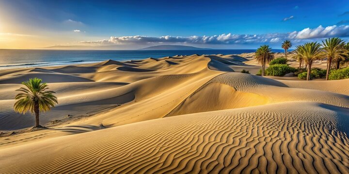 Sandy dunes at Maspalomas Beach in Gran Canaria, sand, dunes, desert, Gran Canaria, Maspalomas, beach, Canary Islands