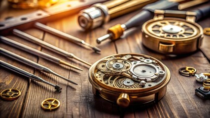 Close up of a watchmaker's workshop with special tools for watch adjustment , watch repair, watchmaking