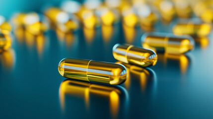 Slimming capsules neatly lined up on a clean, smooth surface, representing the structured approach to weight loss and health management