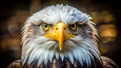 Obraz premium Sharp and focused eagle staring at the camera, Eagle, wildlife, predator, bird, eyes, close up, portrait, background, desktop