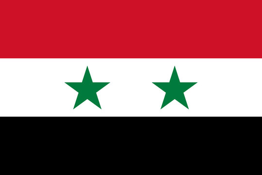 National flag of Syria. Flag of the Syrian Arab Republic. Correct proportions and colors. Vector illustration