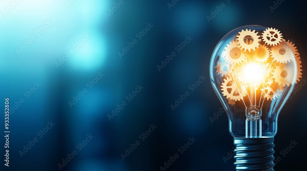 Aufkleber a conceptual image of a lightbulb with gears forming its filament, symbolizing the birth of creative