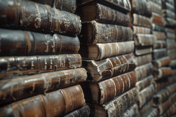 Fototapeta premium A pile of vintage books stacked on top of each other