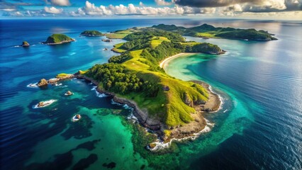 Aerial view of the island Gore, known for being a major slave exporting point in Africa, Africa, slavery, history