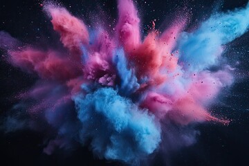 Fototapeta premium Colored powder explosion Abstract closeup dust on backdrop Colorful explode
