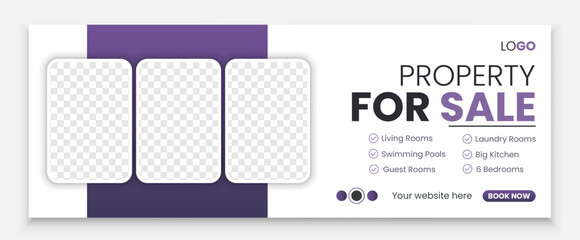 Real estate web banner and social media facebook cover template