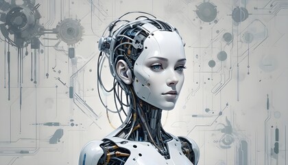 Futuristic Female AI Robot: AGI Representation with Human-Like Features