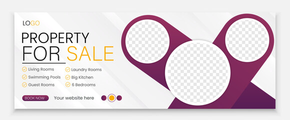 Real estate web banner and social media facebook cover template
