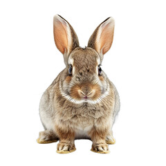 Fototapeta premium [Transparent Background PNG]Cute Brown Bunny Rabbit Sitting On White Background