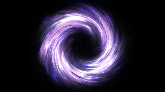 An abstract effect of violet light, a funnel tunnel going into the depths of a black hole, plasma around the copying site. It is ideal for placing a logo or displaying content. 3D rendering, 4K