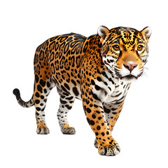 Obraz premium [Transparent Background PNG]Jaguar Walking on White Background