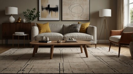 minimalist modern living room featuring subtle geometric patterns