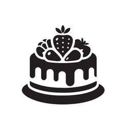 Silhouette chocolate cake with strawberry.