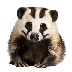 Fototapeta premium [Transparent Background PNG]Closeup of a Hog Badger Looking at Camera
