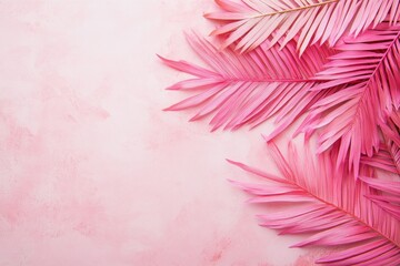 Obraz premium Pink Palm Leaves on a Pastel Pink Background