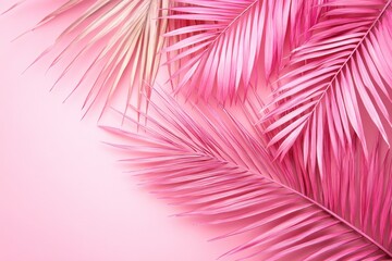 Pink Palm Leaf Arrangement on a Pink Background