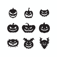 Scary Pumpkin Silhouette Spooky Halloween Vector