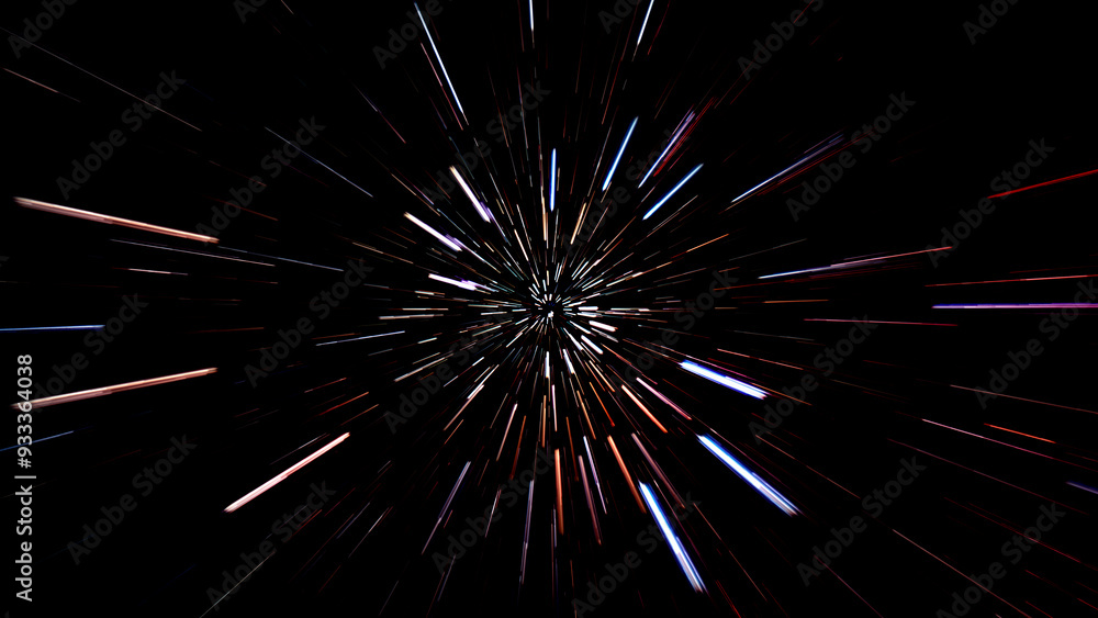 Aufkleber abstract flight in space hyper jump illustration