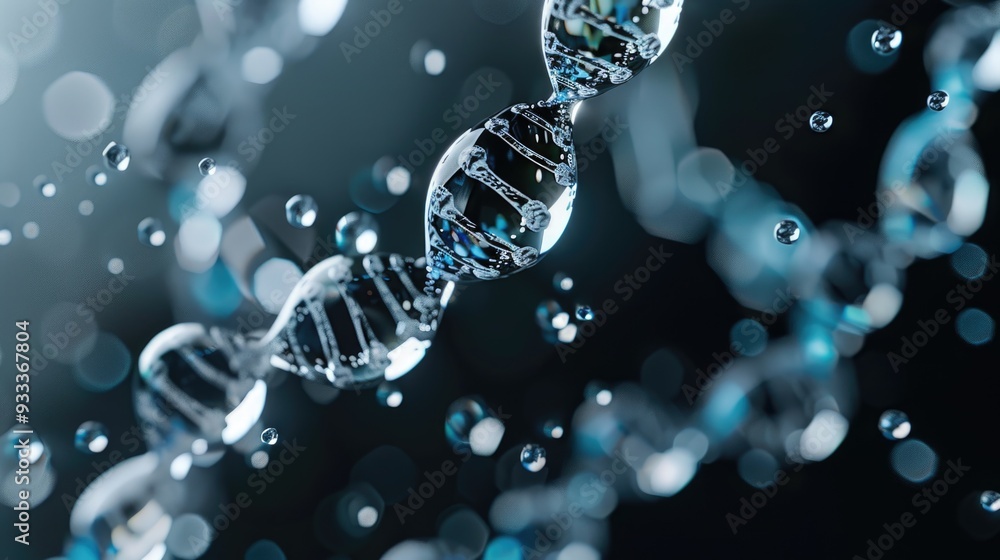 Poster a close-up image of a single strand of dna