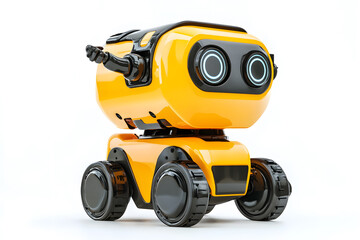 Obraz premium 3D Small cute robot for delivery isolated on white background. The future of automated delivery