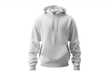 A close-up of a white hoodie on a plain white background